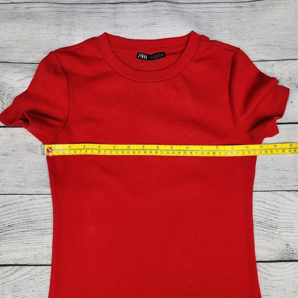 Zara, Coral Red Mini Dress Size Medium - Picture 5 of 9